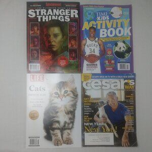 Lot of 4 Mixed Magazines Time Life Cesar's Entertainment Cats stranger things